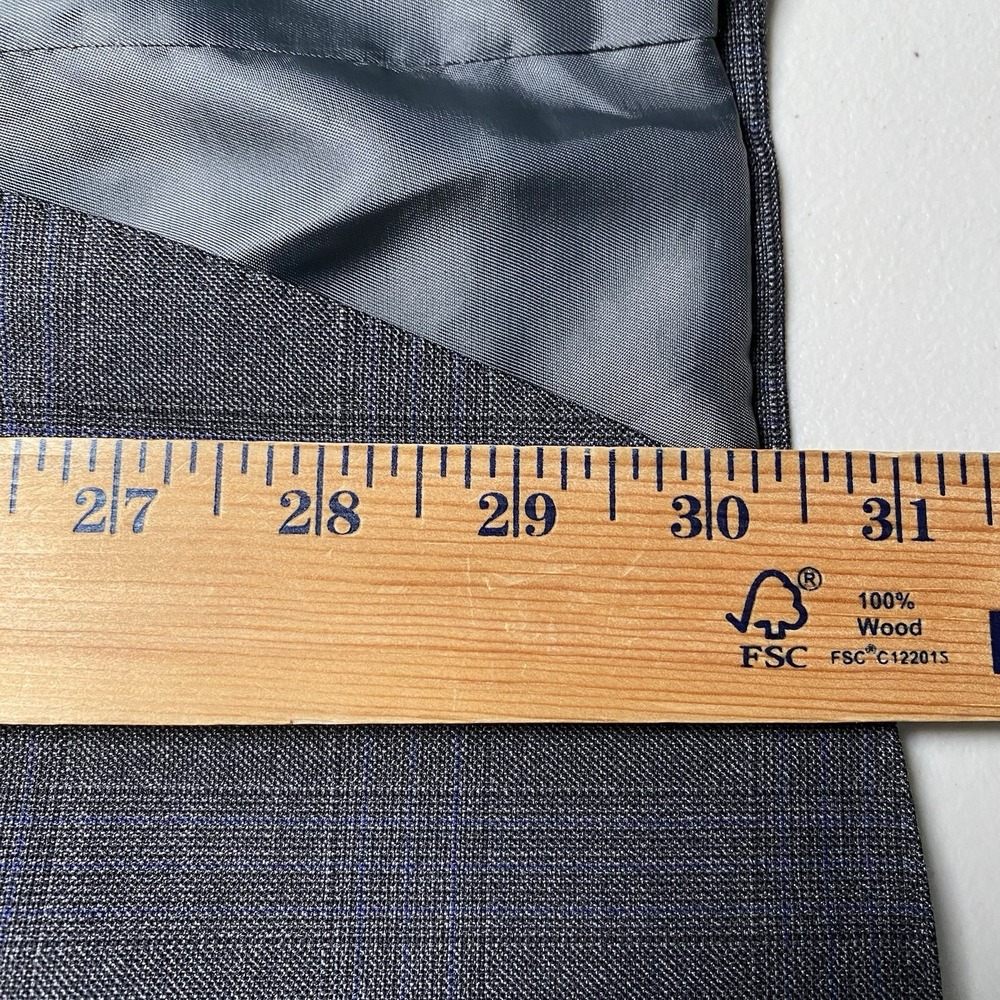 Peter Millar Blazer Sport Coat 48R 2B2V Wool Gray Blue Plaid - Picture 8 of 16